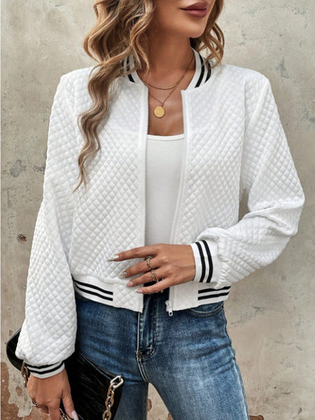 Quilted Varsity Bomber Jacket+