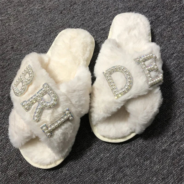 Bride/Wifey/I Do Plush Slippers