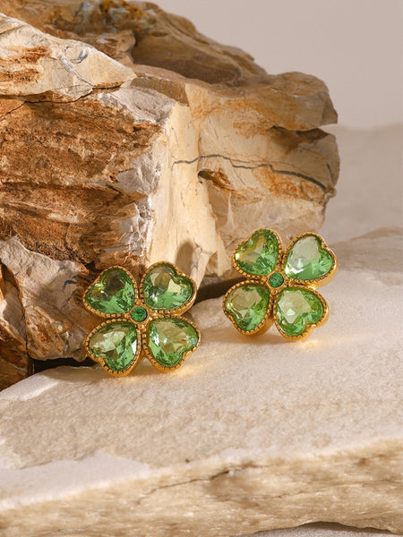 Four Leaf Clover Zircon Earrings