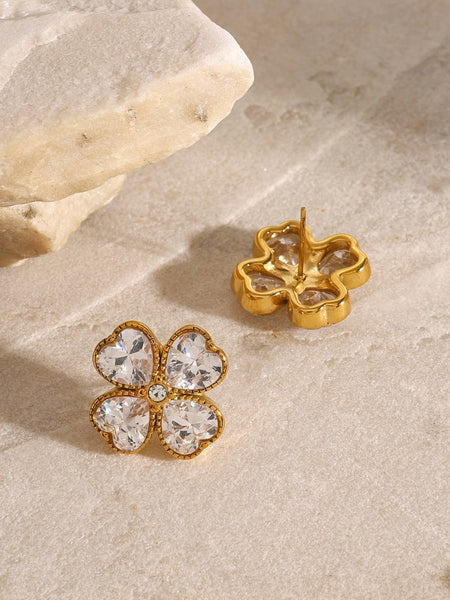 Four Leaf Clover Zircon Earrings