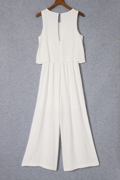 White Wide Leg Sleeveless Jumpsuit