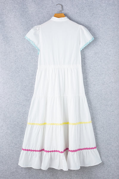 White Collared Short Sleeve Dress