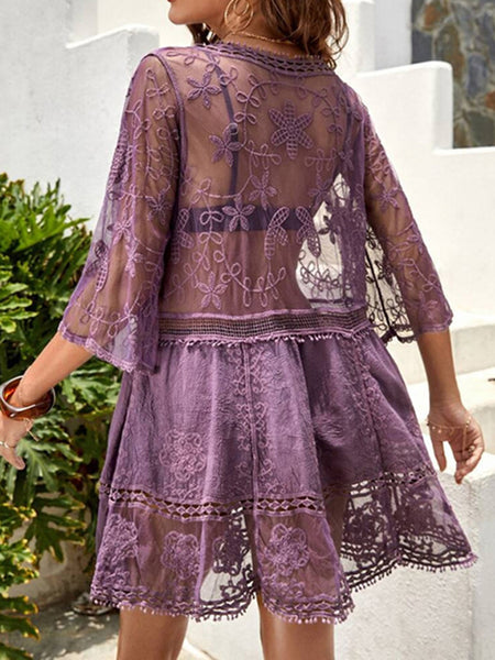 Lace Plunge Cover-Up Dress