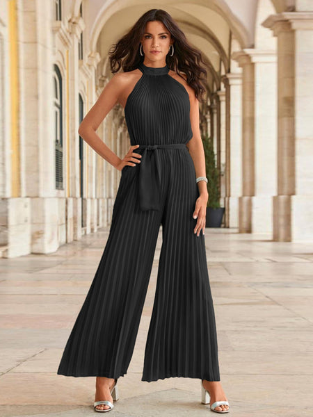 Pleated Wide Leg Jumpsuit