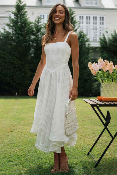 White Wide Strap Cami Dress