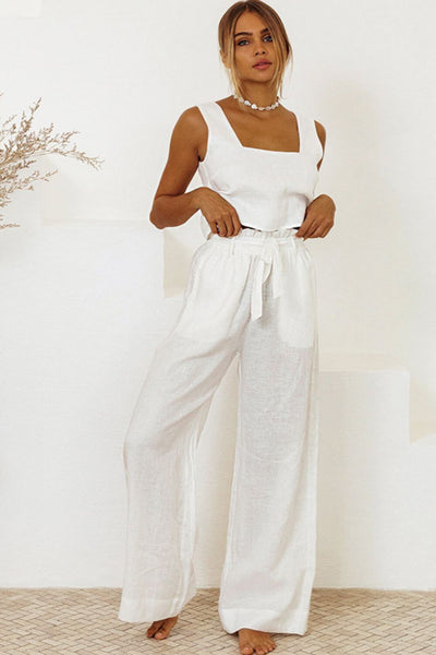 Square Neck Sleeveless Top and Pants Set