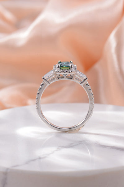 1 Carat Green Moissanite Sterling Silver Ring