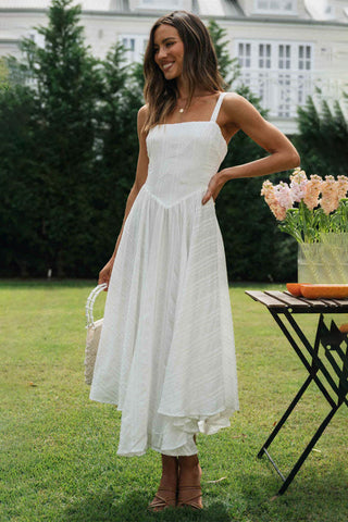 White Wide Strap Cami Dress