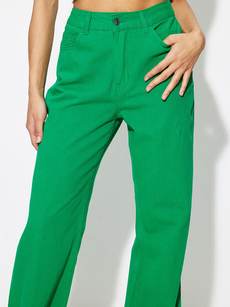 High Waisted Green Jeans