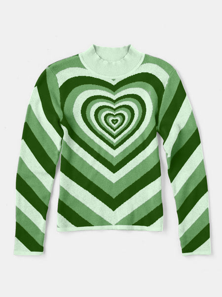 Exploding Heart Mock Neck Sweater