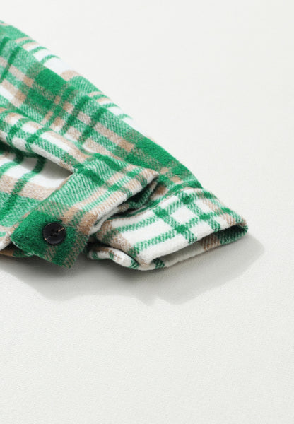 Green Plaid Flap Pocket Shacket