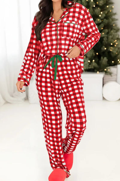 Plaid Drawstring Lounge Set