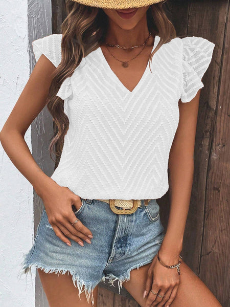 Chevron Textured Cap Sleeve Top