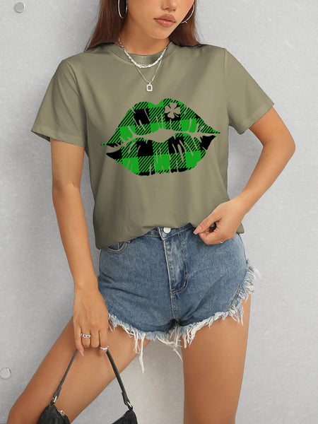 Plaid Lip Graphic Tee