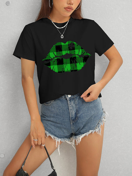 Plaid Lip Graphic Tee