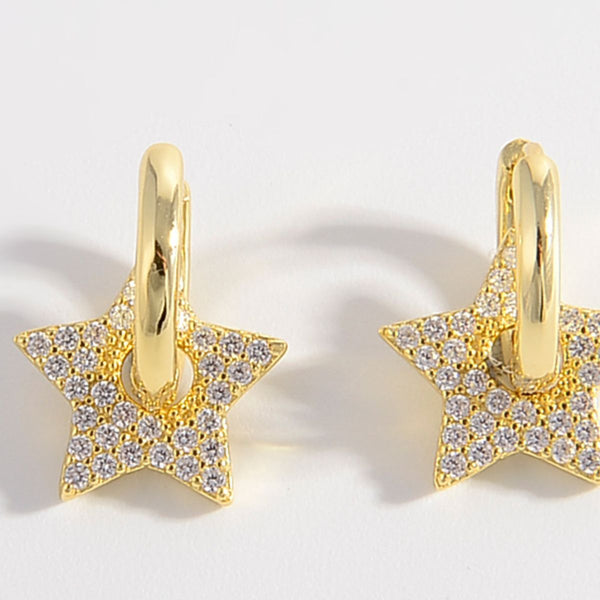 Star Studded CZ Hoop Earrings