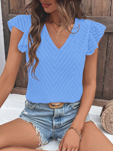 Chevron Textured Cap Sleeve Top