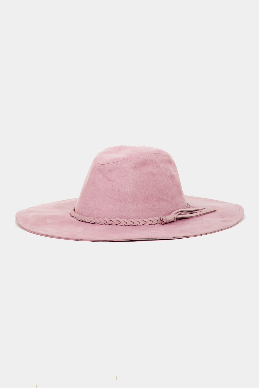 Pink Braided Faux Suede Hat