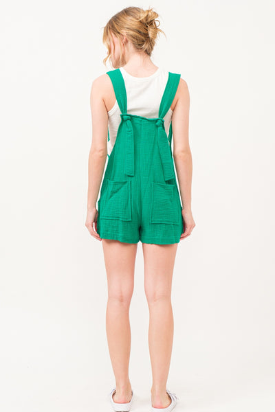 Green Button Up Sleeveless Romper