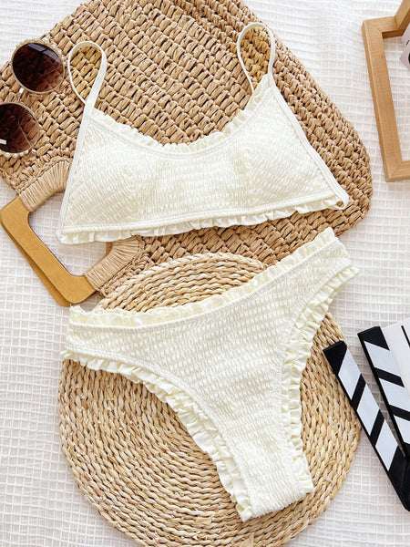 Ivory Frill Textured Two-Piece Swim Set