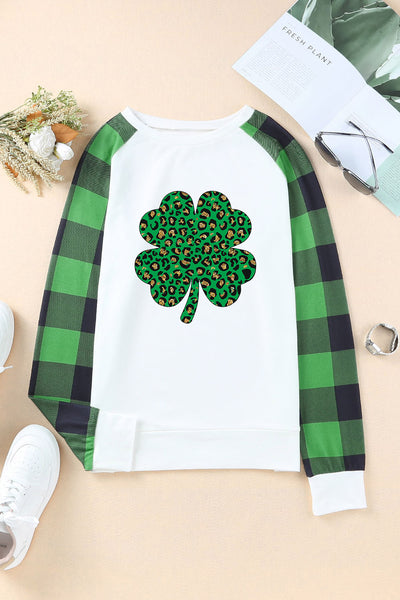 Lucky Clover Plaid Long Sleeve T-Shirt