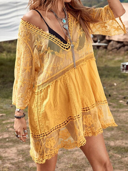 Lace Plunge Cover-Up Dress