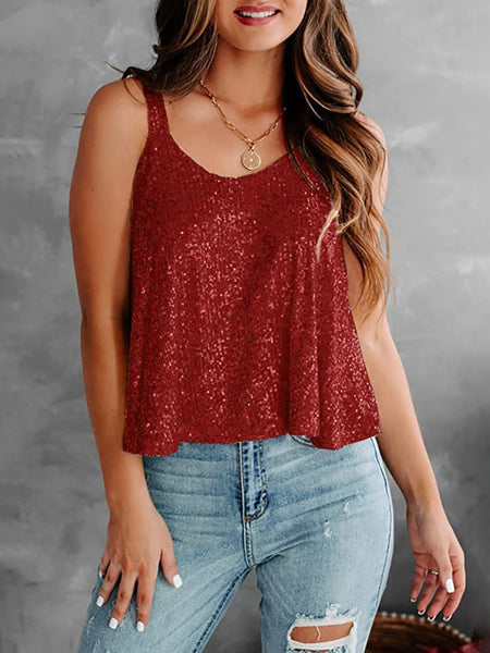 Sequins Scoop Neck Tank