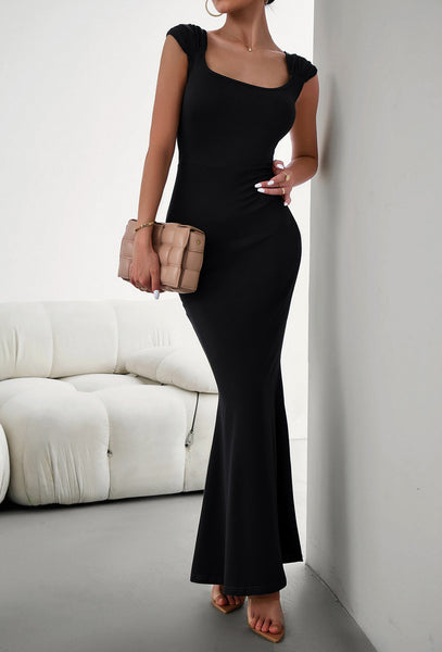 Cap Sleeve Scoop Neck Mermaid Maxi Dress