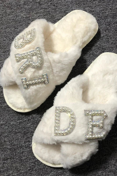 Bride/Wifey/I Do Plush Slippers