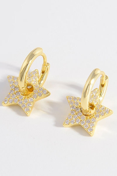 Star Studded CZ Hoop Earrings