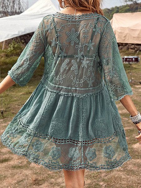 Lace Plunge Cover-Up Dress