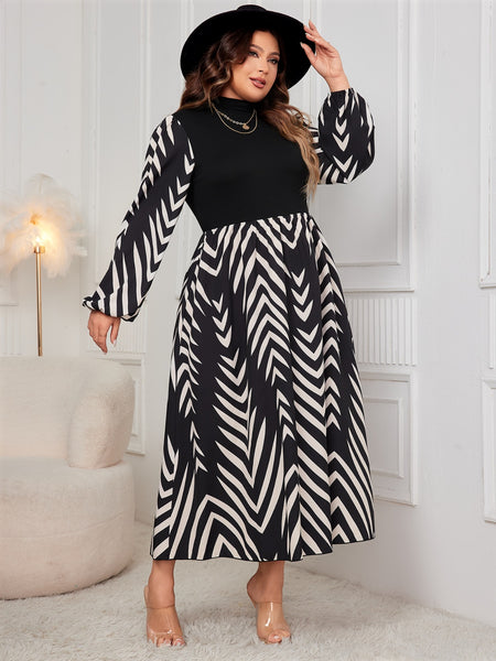 Mock Neck Long Sleeve Midi Dress+