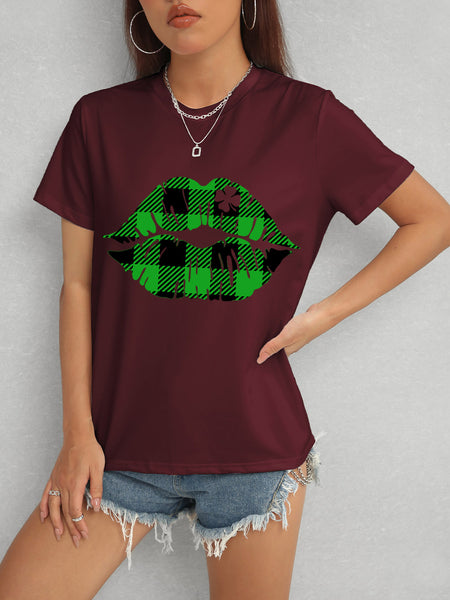 Plaid Lip Graphic Tee