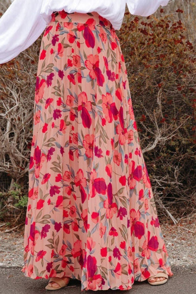 Floral Pleated Maxi Skirt