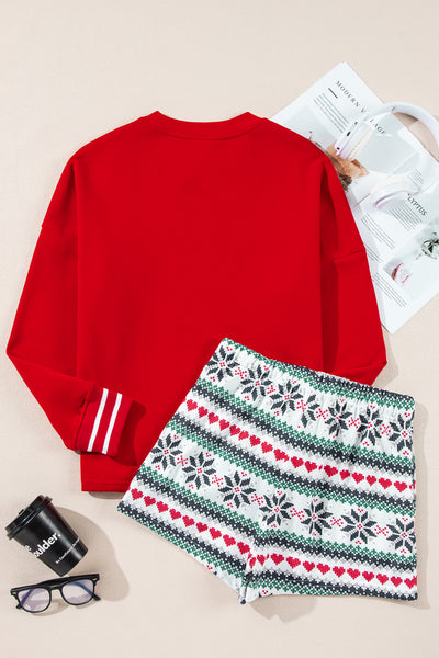 SLEIGH Long Sleeve Top and Shorts Lounge Set