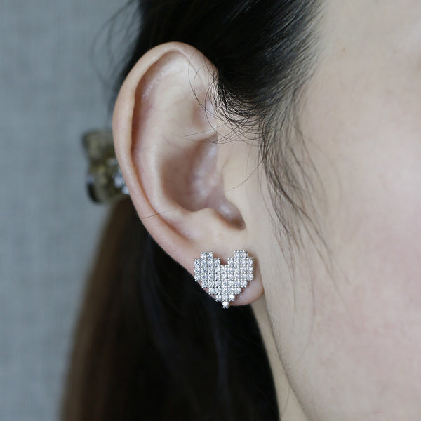 Zircon Heart Stud Earrings