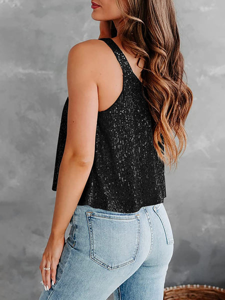 Sequins Scoop Neck Tank