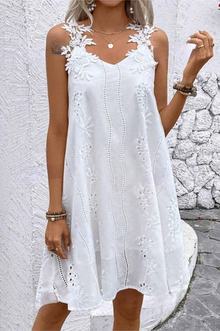 White Eyelet Applique Dress