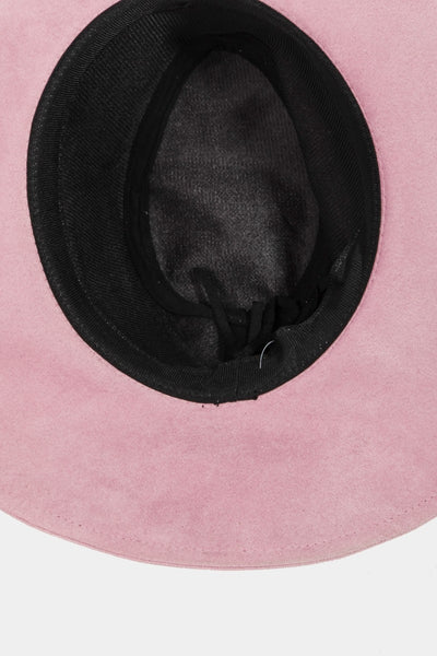 Pink Braided Faux Suede Hat