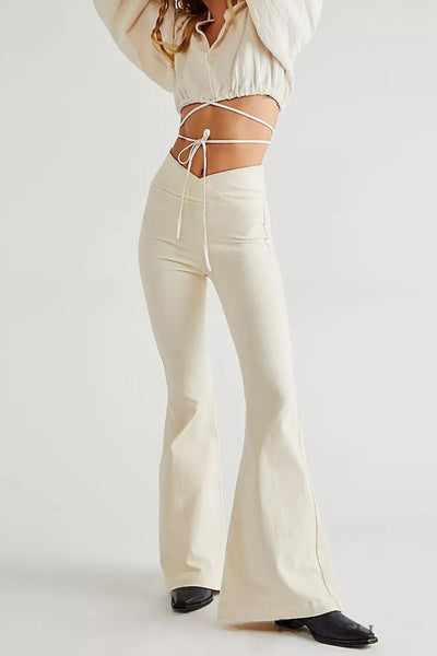 Asymmetric Waist Flare Jeans