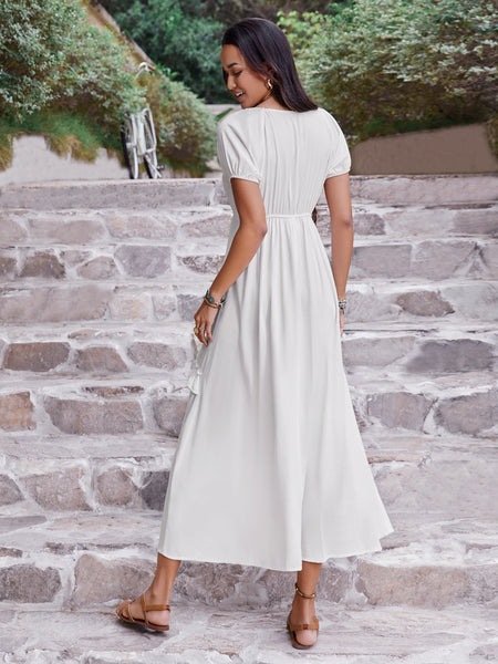 White Ruffled Long Dress