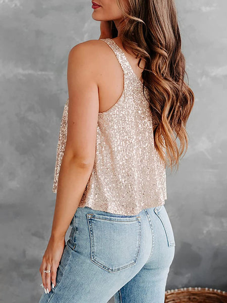 Sequins Scoop Neck Tank