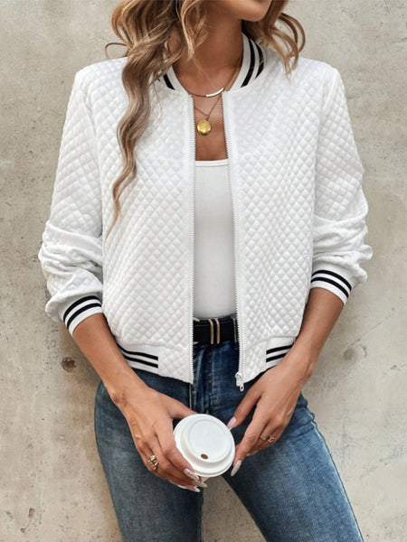 Quilted Varsity Bomber Jacket+