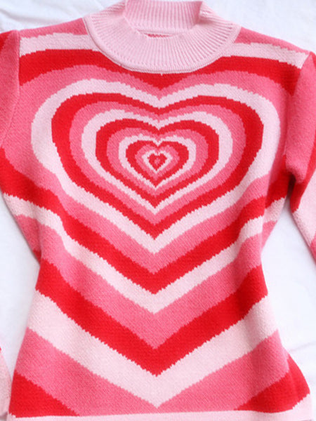 Exploding Heart Mock Neck Sweater