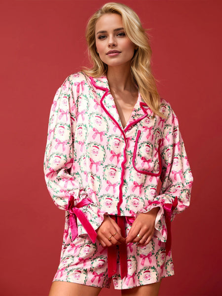 Velvet Tie Christmas Pajama Set