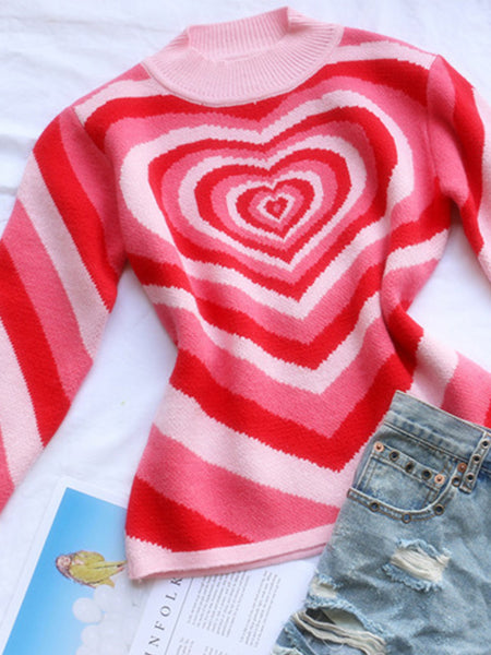 Exploding Heart Mock Neck Sweater