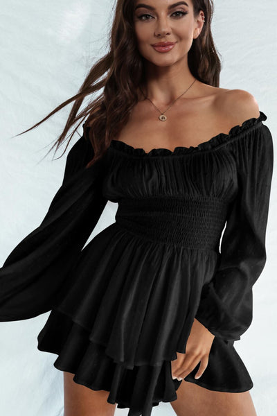 Off Shoulder Smocked Waist Romper