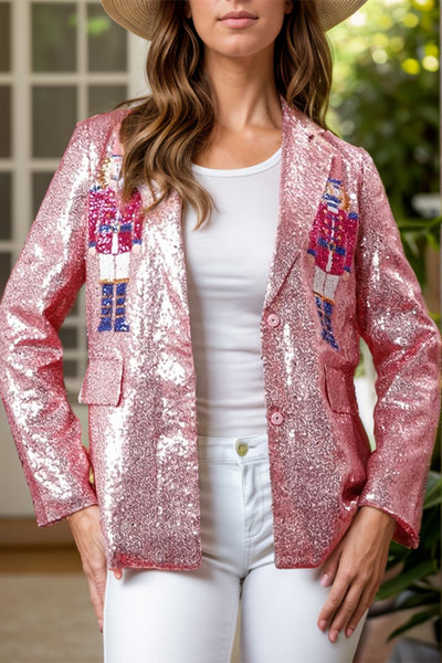 Sequins Nutcracker Long Sleeve Blazer