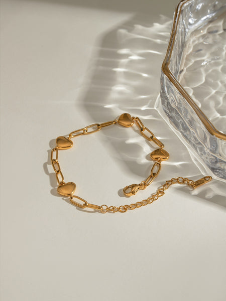 18K Gold-Plated Heart Bracelet