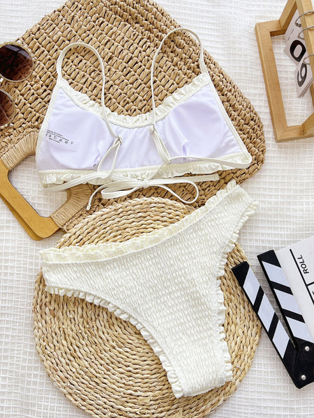 Ivory Frill Textured Two-Piece Swim Set